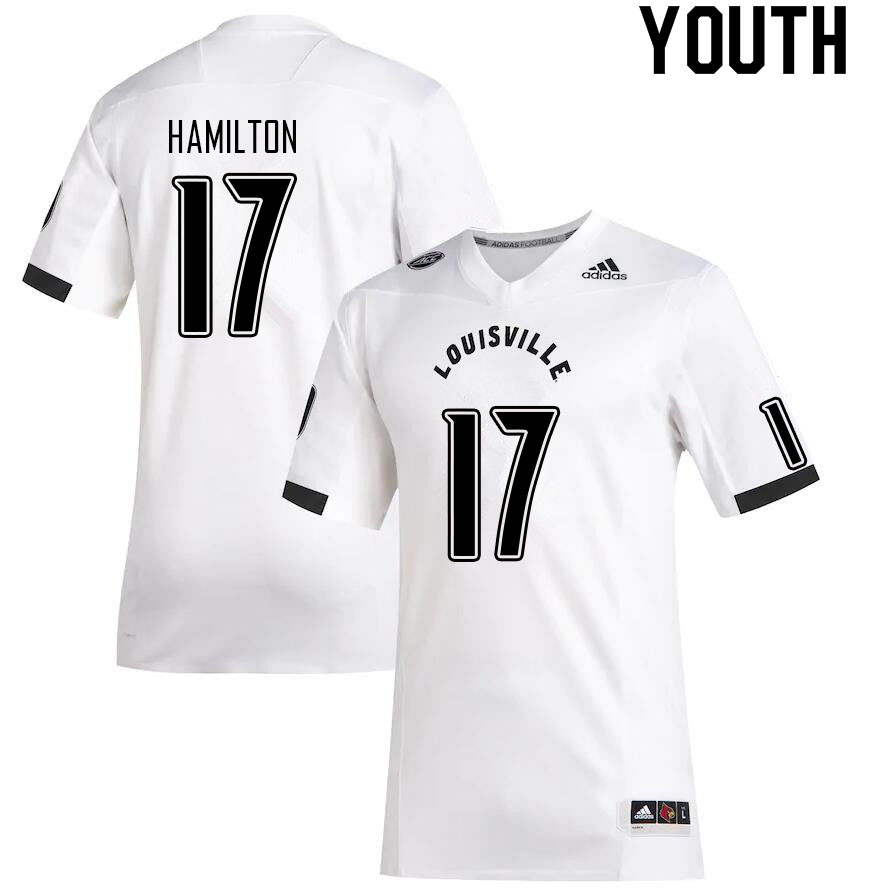 Youth #17 Jackson Hamilton Louisville Cardinals College Football Jerseys Sale-White - Click Image to Close